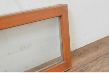アンティーク建具　シンプルなデザインでインテリアに取り入れやすいガラス欄間2枚セット(明り取り、明かり取り)(R-069576)