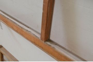 アンティーク建具　シンプルなデザインでインテリアに取り入れやすいガラス欄間2枚セット(明り取り、明かり取り)(R-069577)