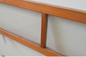 アンティーク建具　シンプルなデザインでインテリアに取り入れやすいガラス欄間2枚セット(明り取り、明かり取り)(R-069577)