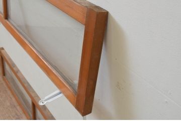 アンティーク建具　シンプルなデザインでインテリアに取り入れやすいガラス欄間2枚セット(明り取り、明かり取り)(R-069577)