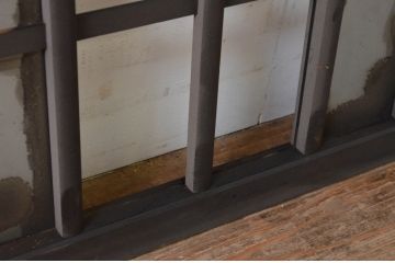 アンティーク建具　ノスタルジックな雰囲気溢れるガラス欄間2枚セット(明り取り、明かり取り)(R-069578)