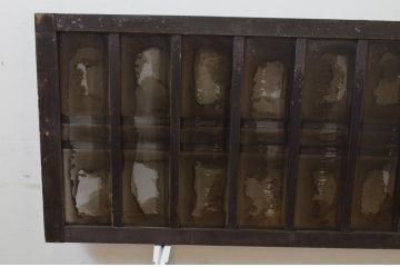 アンティーク建具　ノスタルジックな雰囲気溢れるガラス欄間2枚セット(明り取り、明かり取り)(R-069578)