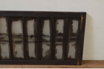アンティーク建具　ノスタルジックな雰囲気溢れるガラス欄間2枚セット(明り取り、明かり取り)(R-069578)