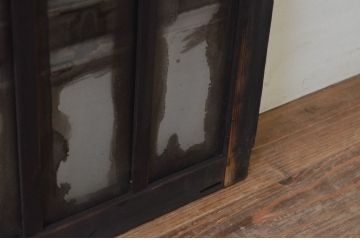 アンティーク建具　ノスタルジックな雰囲気溢れるガラス欄間2枚セット(明り取り、明かり取り)(R-069578)