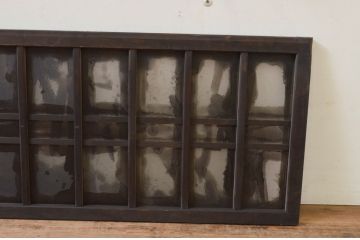 アンティーク建具　ノスタルジックな雰囲気溢れるガラス欄間2枚セット(明り取り、明かり取り)(R-069579)