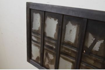 アンティーク建具　ノスタルジックな雰囲気溢れるガラス欄間2枚セット(明り取り、明かり取り)(R-069579)