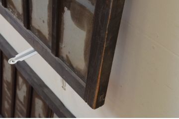 アンティーク建具　ノスタルジックな雰囲気溢れるガラス欄間2枚セット(明り取り、明かり取り)(R-069579)