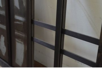 アンティーク建具　ノスタルジックな雰囲気溢れるガラス欄間2枚セット(明り取り、明かり取り)(R-069579)