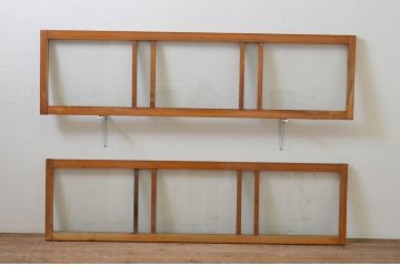 アンティーク建具　どこか懐かしい雰囲気を醸し出すガラス欄間2枚セット(明り取り、明かり取り)(R-069580)