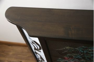 和製ビンテージ　職人手造り　照明付き　豪華な花のステンドグラスが美しい衝立て(パーテーション、間仕切り、ヴィンテージ)(R-069587)