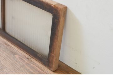 アンティーク建具　シンプルでインテリアに取り入れやすいガラス欄間1枚(明り取り、明かり取り)(R-069596)
