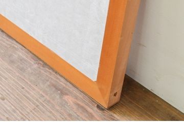 アンティーク建具　松と月の風情ある彫刻と格子の障子欄間1枚(明り取り、明かり取り)(R-069599)
