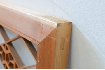 アンティーク建具　片面ガラス　華やかなデザインが目を惹く組子欄間1枚(明り取り、明かり取り)(R-069601)