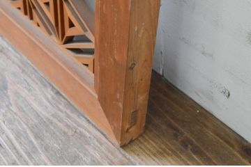 アンティーク建具　片面ガラス　華やかなデザインが目を惹く組子欄間1枚(明り取り、明かり取り)(R-069601)