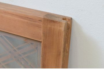 アンティーク建具　片面ガラス　落ち着きのある雰囲気が魅力の組子欄間1枚(明り取り、明かり取り)(R-069602)