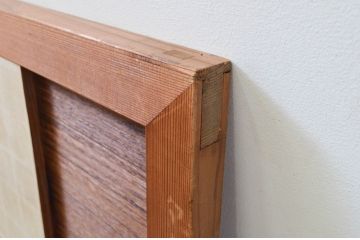 アンティーク建具　松竹梅　枠ヒノキ材、板桐材、彫刻屋久杉の高級障子欄間1枚(明り取り、明かり取り)(R-069605)