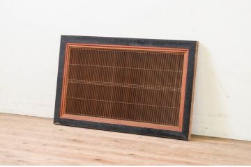 アンティーク建具　片面ガラス　整然と並んだ格子が美しい筬(おさ)欄間1枚(明り取り、明かり取り、オサランマ)(R-069606)