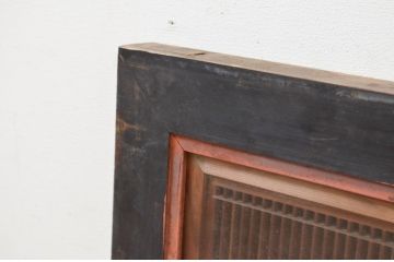 アンティーク建具　片面ガラス　整然と並んだ格子が美しい筬(おさ)欄間1枚(明り取り、明かり取り、オサランマ)(R-069606)