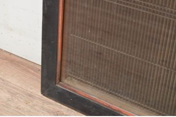 アンティーク建具　片面ガラス　整然と並んだ格子が美しい筬(おさ)欄間1枚(明り取り、明かり取り、オサランマ)(R-069606)