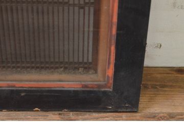 アンティーク建具　片面ガラス　整然と並んだ格子が美しい筬(おさ)欄間1枚(明り取り、明かり取り、オサランマ)(R-069606)