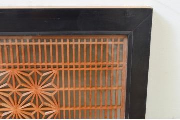 アンティーク建具　両面ガラス　上質な和の空間を演出する組子欄間1枚(明り取り、明かり取り)(R-069607)