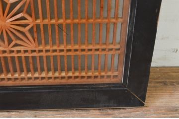 アンティーク建具　両面ガラス　上質な和の空間を演出する組子欄間1枚(明り取り、明かり取り)(R-069607)