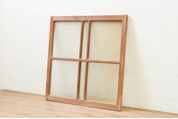 アンティーク建具　経年を感じさせる古い木味が魅力のFIX窓1枚(ガラス窓、嵌め殺し、フィックス)(R-069611)