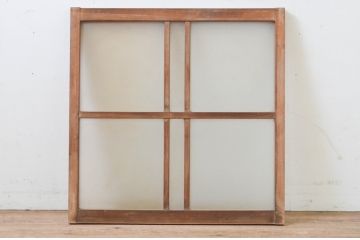 アンティーク建具　経年を感じさせる古い木味が魅力のFIX窓1枚(ガラス窓、嵌め殺し、フィックス)(R-069611)