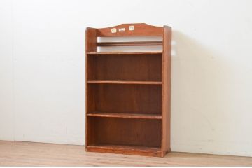 和製アンティーク　昭和レトロ　シンプルなデザインが取り入れやすい本棚(オープンラック、収納棚、ブックシェルフ、飾り棚、ディスプレイラック)(R-069612)