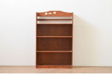 和製アンティーク　昭和レトロ　シンプルなデザインが取り入れやすい本棚(オープンラック、収納棚、ブックシェルフ、飾り棚、ディスプレイラック)(R-069612)