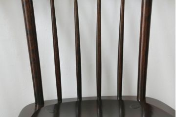和製ビンテージ　松本民芸家具　#55型　レトロで温かみ漂うスピンドルチェア2脚セット(木製イス、板座チェア、ダイニングチェア、椅子、ヴィンテージ)(R-069621)