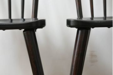 和製ビンテージ　松本民芸家具　#55型　レトロで温かみ漂うスピンドルチェア2脚セット(木製イス、板座チェア、ダイニングチェア、椅子、ヴィンテージ)(R-069621)