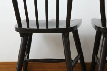 和製ビンテージ　松本民芸家具　#55型　レトロで温かみ漂うスピンドルチェア2脚セット(木製イス、板座チェア、ダイニングチェア、椅子、ヴィンテージ)(R-069621)
