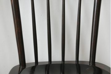 和製ビンテージ　松本民芸家具　#55型　レトロで温かみ漂うスピンドルチェア2脚セット(木製イス、板座チェア、ダイニングチェア、椅子、ヴィンテージ)(R-069622)