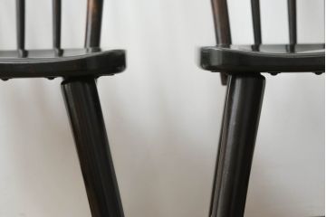 和製ビンテージ　松本民芸家具　#55型　レトロで温かみ漂うスピンドルチェア2脚セット(木製イス、板座チェア、ダイニングチェア、椅子、ヴィンテージ)(R-069622)