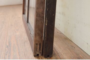 アンティーク建具　レトロな空間作りにおすすめなガラス窓2枚セット(引き戸、ガラス戸)(R-069624)