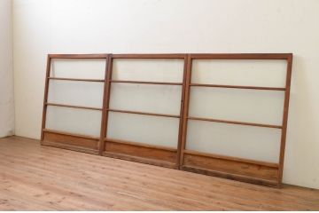 アンティーク建具　レトロな雰囲気が魅力のガラス窓3枚セット(引き戸、ガラス戸)(R-069626)