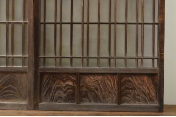アンティーク建具　高級品!!　大正ロマンなお部屋作りにおすすめ!凝ったデザインのガラス窓4枚セット(引き戸、ガラス戸)(R-069627)