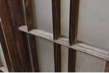 アンティーク建具　高級品!!　大正ロマンなお部屋作りにおすすめ!凝ったデザインのガラス窓4枚セット(引き戸、ガラス戸)(R-069627)