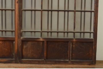 アンティーク建具　高級品!!　大正ロマンなお部屋作りにおすすめ!凝ったデザインのガラス窓4枚セット(引き戸、ガラス戸)(R-069627)