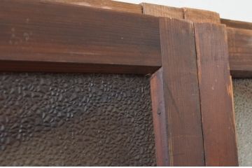 アンティーク建具　高級品!!　大正ロマンなお部屋作りにおすすめ!凝ったデザインのガラス窓4枚セット(引き戸、ガラス戸)(R-069627)