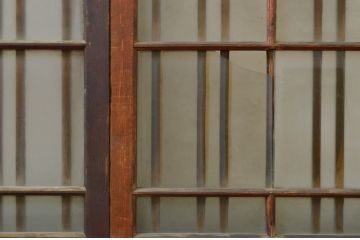 アンティーク建具　高級品!!　大正ロマンなお部屋作りにおすすめ!凝ったデザインのガラス窓4枚セット(引き戸、ガラス戸)(R-069627)