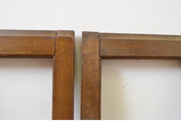 アンティーク建具　タモ材　大正ロマン　和モダンな空間作りにおすすめな古い洋館のガラス窓2枚セット(引き戸、ガラス戸)(R-069629)