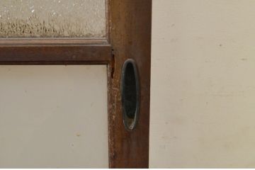 アンティーク建具　タモ材　大正ロマン　和モダンな空間作りにおすすめな古い洋館のガラス窓2枚セット(引き戸、ガラス戸)(R-069630)