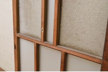 アンティーク建具　タモ材　大正ロマン　和モダンな空間作りにおすすめな古い洋館のガラス窓2枚セット(引き戸、ガラス戸)(R-069630)