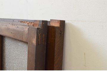 アンティーク建具　タモ材　大正ロマン　和モダンな空間作りにおすすめな古い洋館のガラス窓2枚セット(引き戸、ガラス戸)(R-069630)