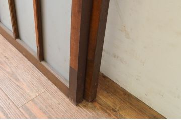 アンティーク建具　タモ材　大正ロマン　和モダンな空間作りにおすすめな古い洋館のガラス窓2枚セット(引き戸、ガラス戸)(R-069630)