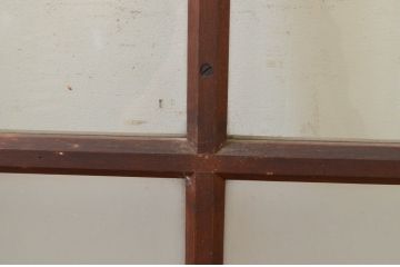 アンティーク建具　どこか懐かしい雰囲気漂うマス目(升目)の格子窓2枚セット(ガラス戸、格子戸、引き戸)(R-069632)