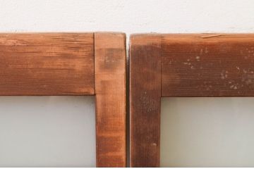 アンティーク建具　レトロな空間を演出する格子入り幅狭ガラス戸2枚セット(引き戸、格子戸、ガラス障子戸)(R-069634)