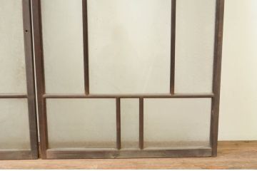 アンティーク建具　大正ロマンなお部屋作りにおすすめなガラス窓2枚セット(引き戸、ガラス戸)(R-069635)